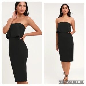 Lulu’s Lots of Love Strapless Dress LBD Black Medium NWT